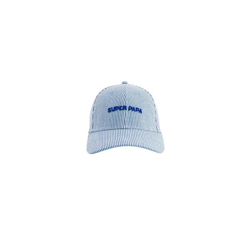 CHAMAYE casquette super papa rayée bleue by Citron Grenadine