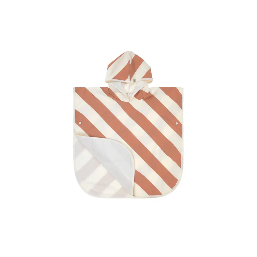 LÄSSIG poncho anti UV / stripes clay sea salt by Citron Grenadine