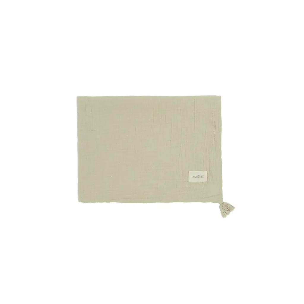 NOBODINOZ Couverture en double gaze de coton wabi-sabi / green matcha by Citron Grenadine