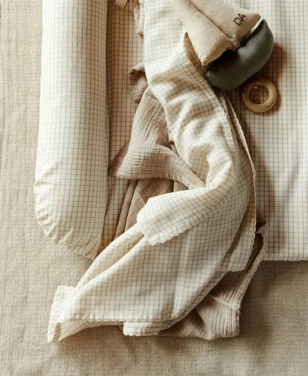 Bavoirs: DEAR APRIL mio set de 3 langes mini check, beige/cream plaid, Citron Grenadine