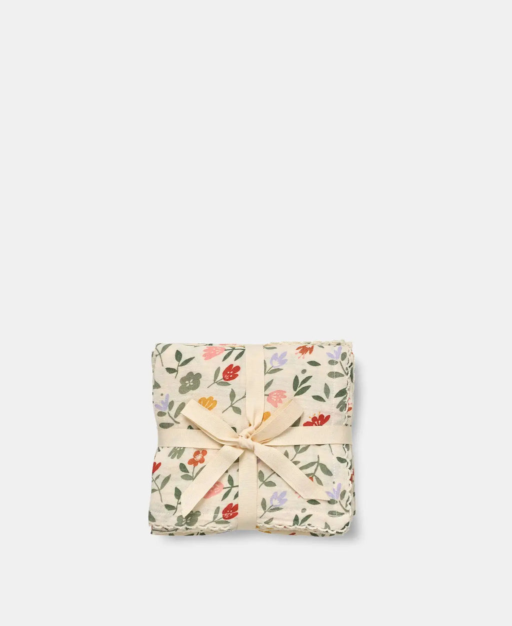 Set of 3 swaddle blankets, DEAR APRIL mio, Citron Grenadine, flower-market floral on cream fabric