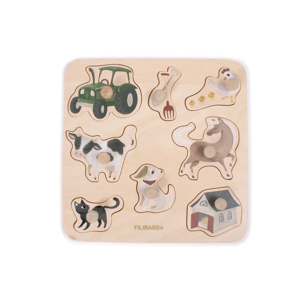 FILIBABBA puzzle en bois / la ferme 12m+