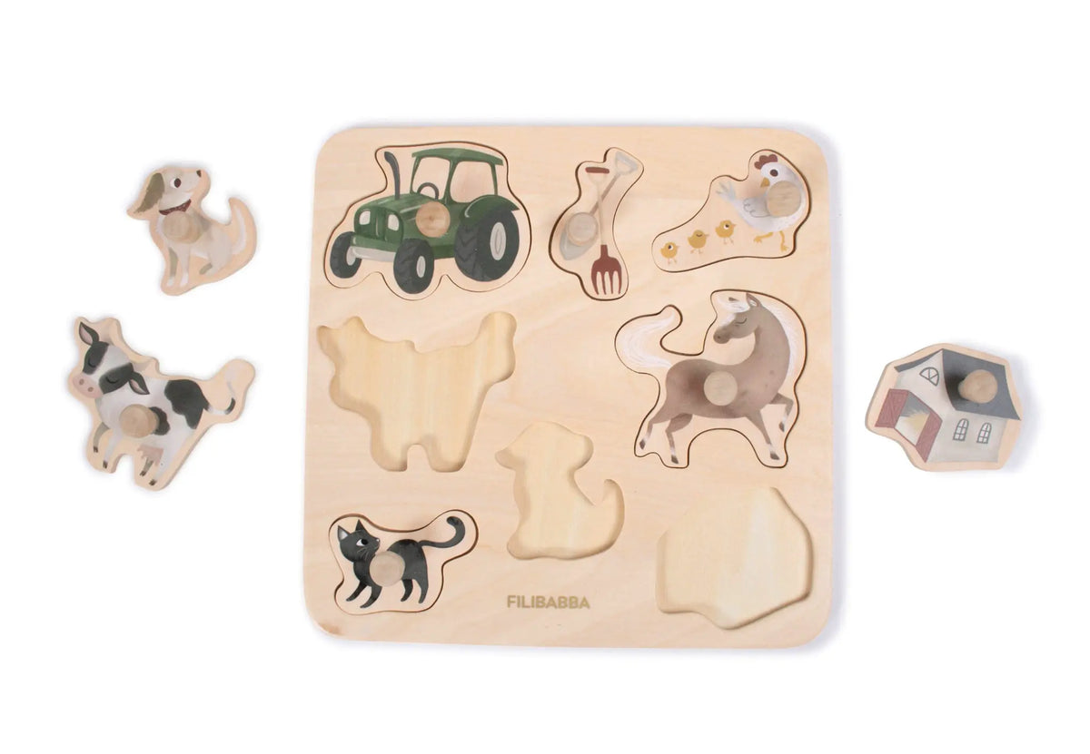 FILIBABBA puzzle en bois / la ferme 12m+