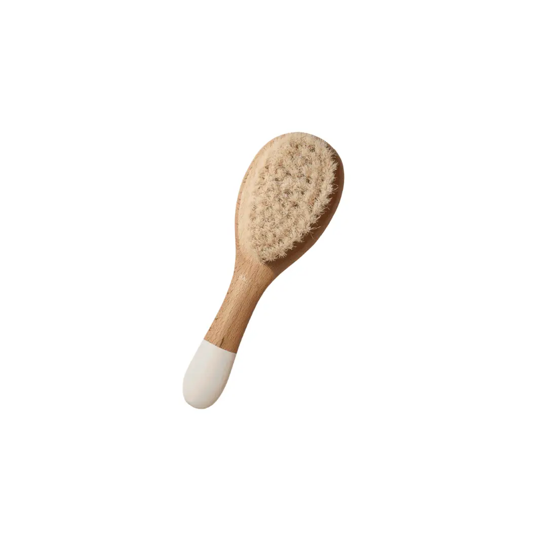 BACHCA brosse à cheveux bébé en bois, soie de chèvre, embout blanc, Citron Grenadine