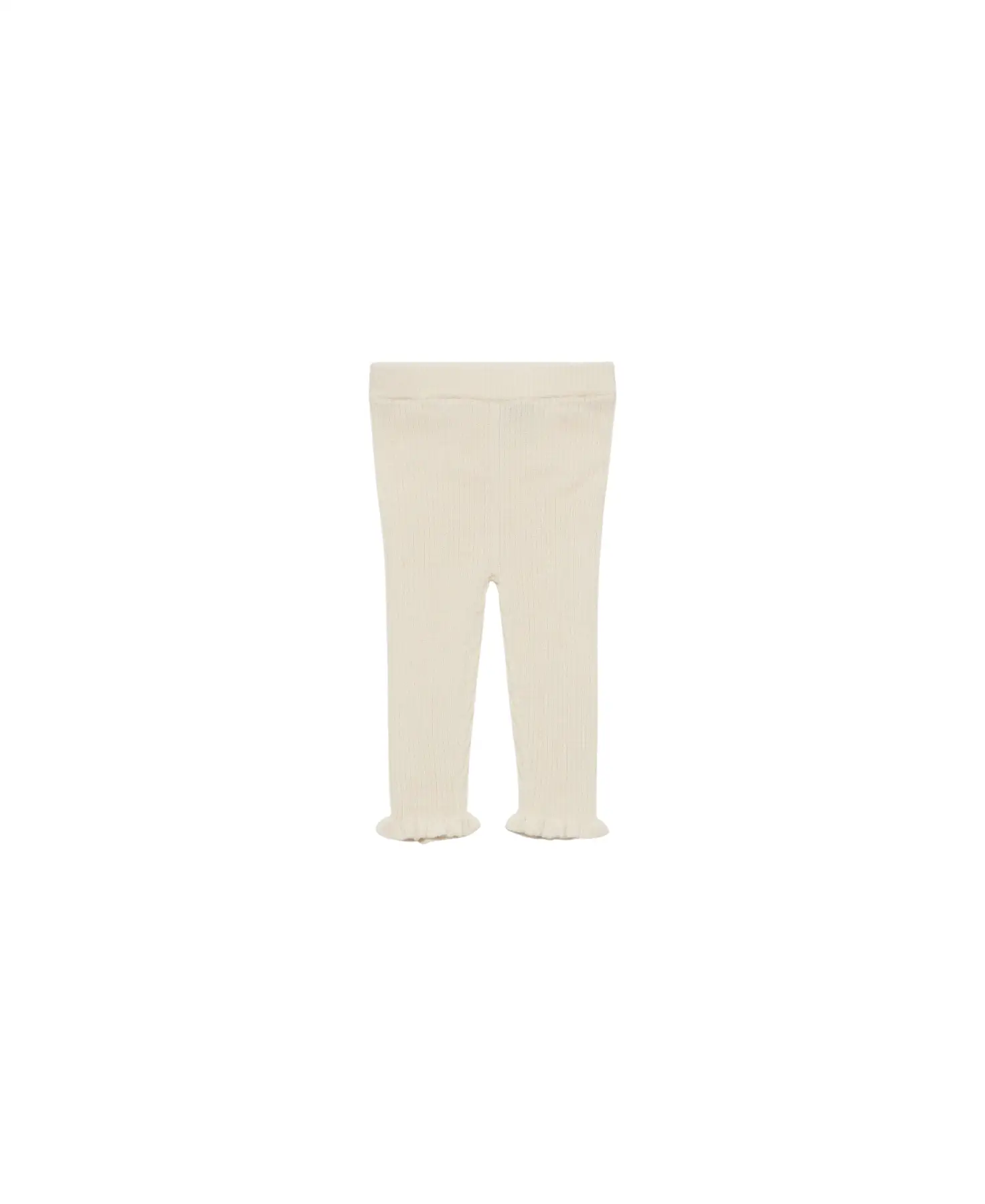 FUB merino ribbed leggings with ruffle hem in écru, Citron Grenadine