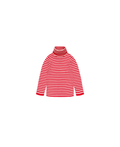 Pull col roulé en mérinos rouge et blanc à rayures, Citron Grenadine.