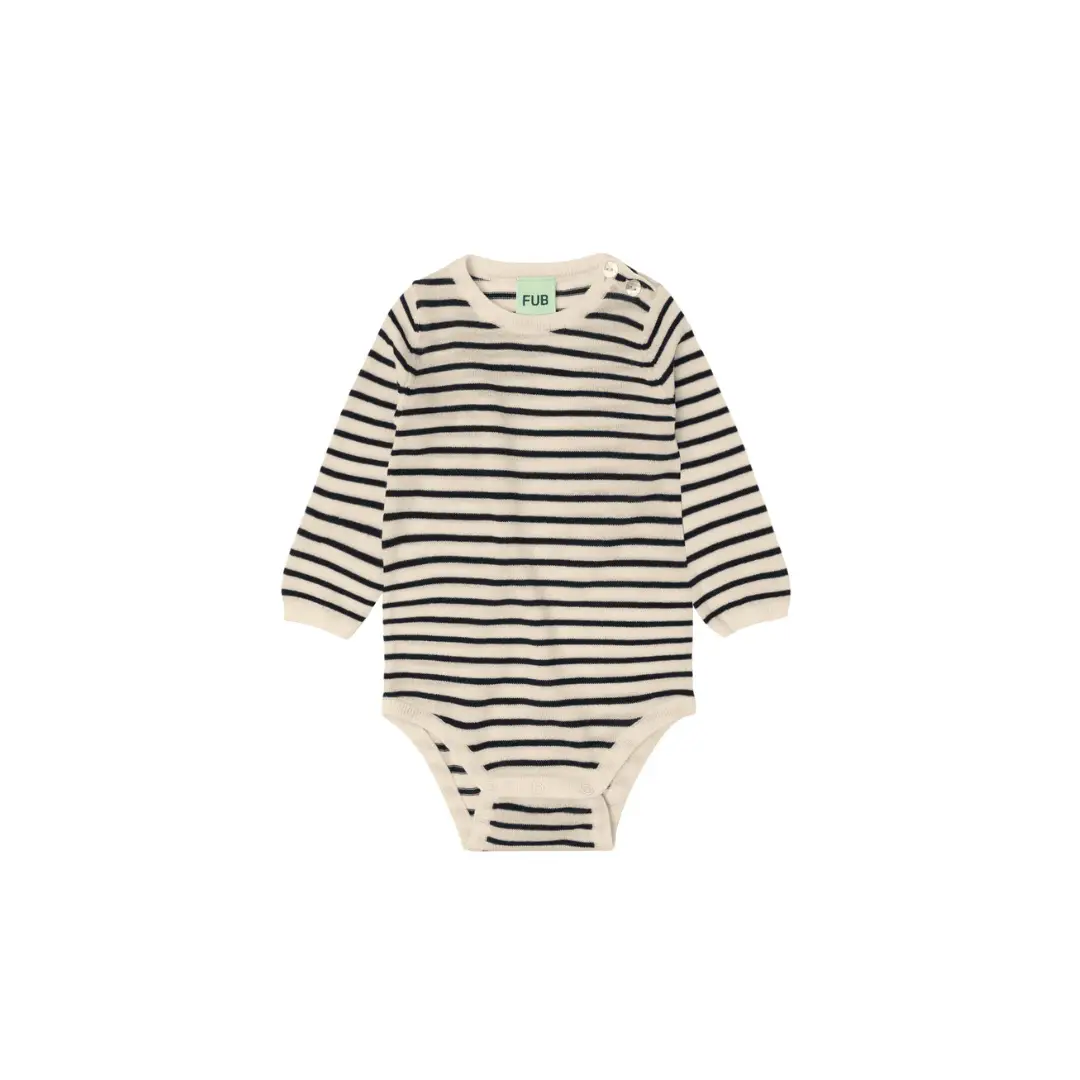 FUB barboteuse rayée beige et marine, manches longues