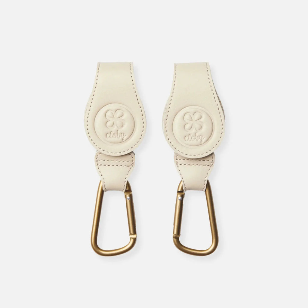 2x CLOBY crochets pour poussette beige en cuir - Citron Grenadine