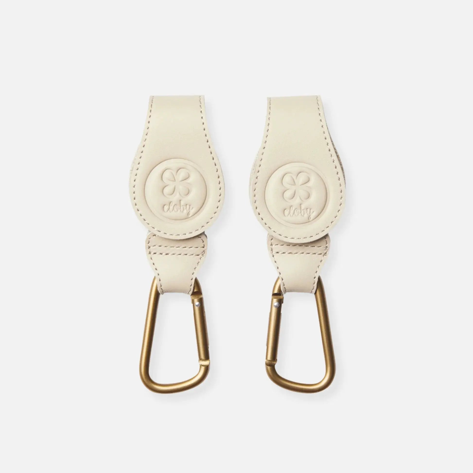 2x CLOBY crochets pour poussette beige en cuir - Citron Grenadine