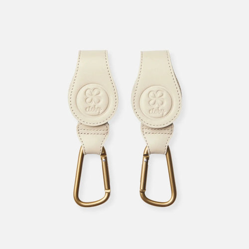 2x CLOBY crochets pour poussette beige en cuir - Citron Grenadine