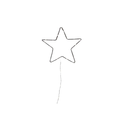 Star-shaped wire ornament on a hanging string, black outline; VRACO star by Citron Grenadine