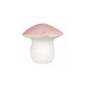 EGMONT TOYS mushroom lamp, large pink vintage cap with white polka dots, white ceramic stem, by Citron Grenadine