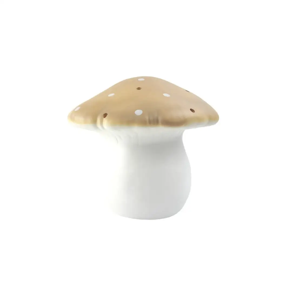 Lampe champignon grand Egmont Toys Mokka, cap beige à pois blancs et pied blanc