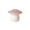 Mushroom lamp, medium pink cap, white stem, Citron Grenadine
