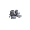 HVID chaussons booties, pair of grey melange knitted baby booties with laces, Citron Grenadine