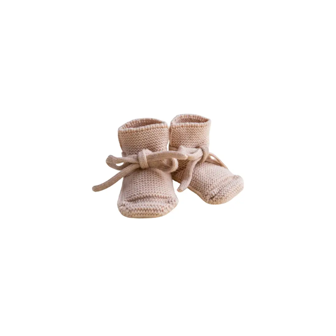 HVID chaussons booties, apricot knitted baby booties with laces