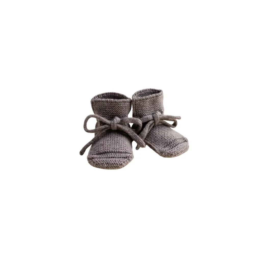 HVID baby booties, grey otter-knit with laces, Citron Grenadine