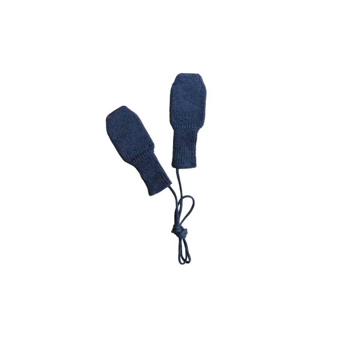 Mittens HVID blue baby mittens by Citron Grenadine with drawstrings