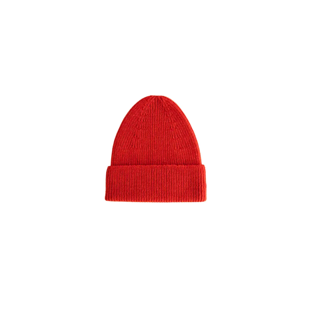 HVID bonnet fonzie red beanie with folded cuff by Citron Grenadine