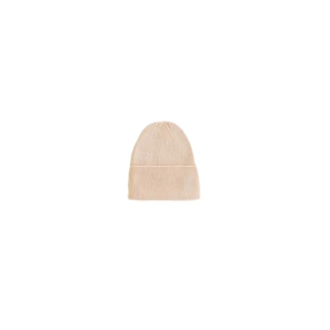 HVID bonnet fonzie oat beanie in beige knit with folded cuff