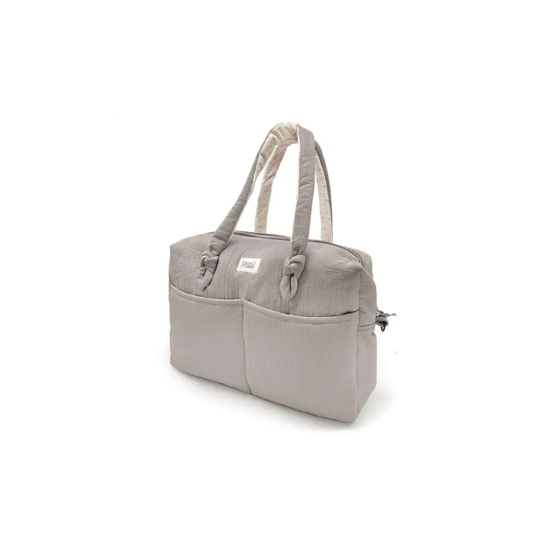 Babyshower Sophie diaper bag by Citron Grenadine in almond beige with knotted handles