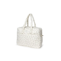 Sophie diaper bag by Citron Grenadine, olive bloom print on cream fabric with dual handles