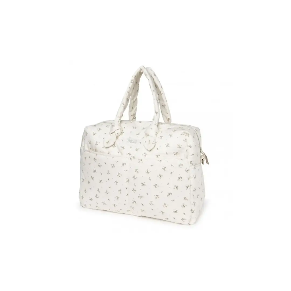 Sophie diaper bag by Citron Grenadine, cream fabric with tiny floral print