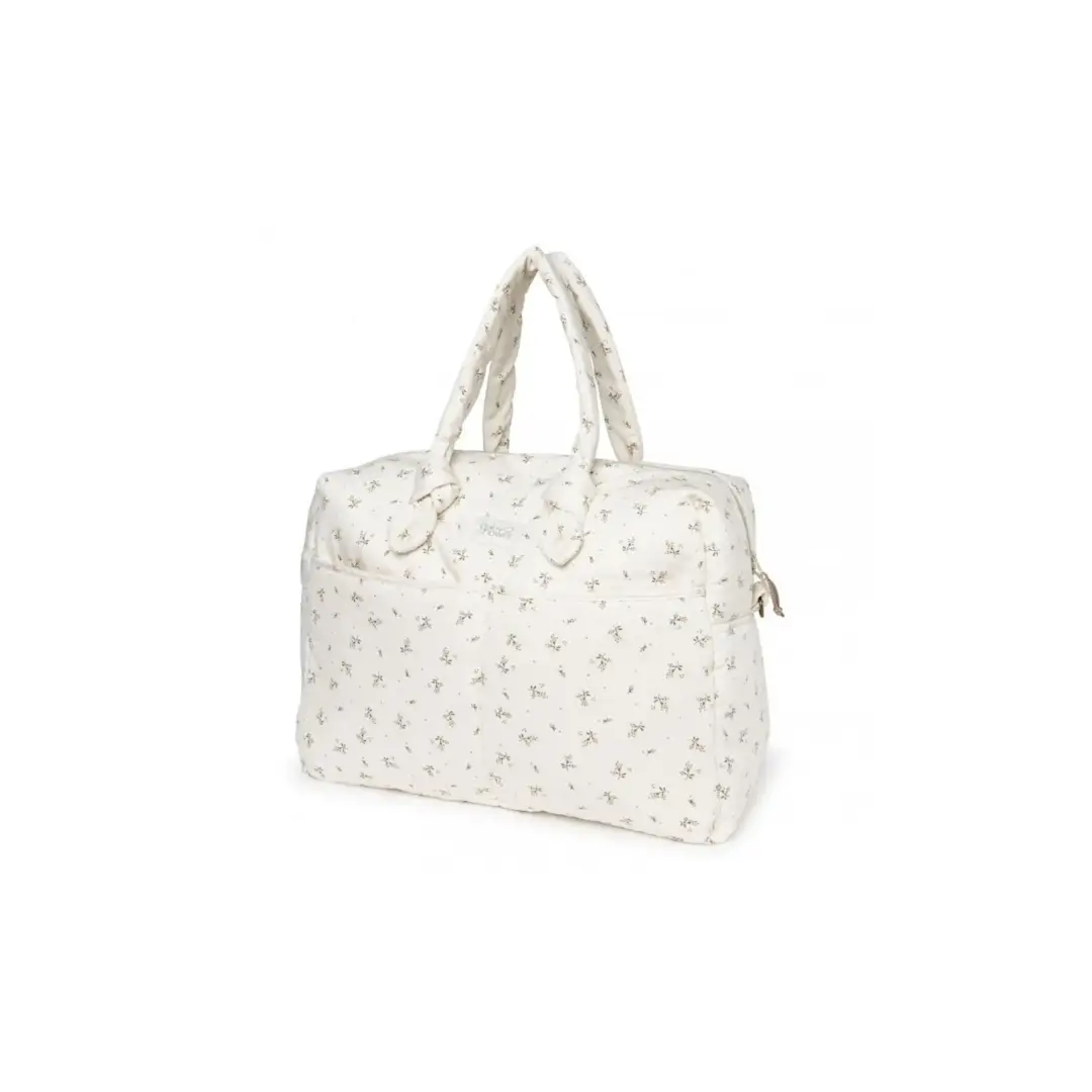Sophie diaper bag by Citron Grenadine, cream fabric with tiny floral print