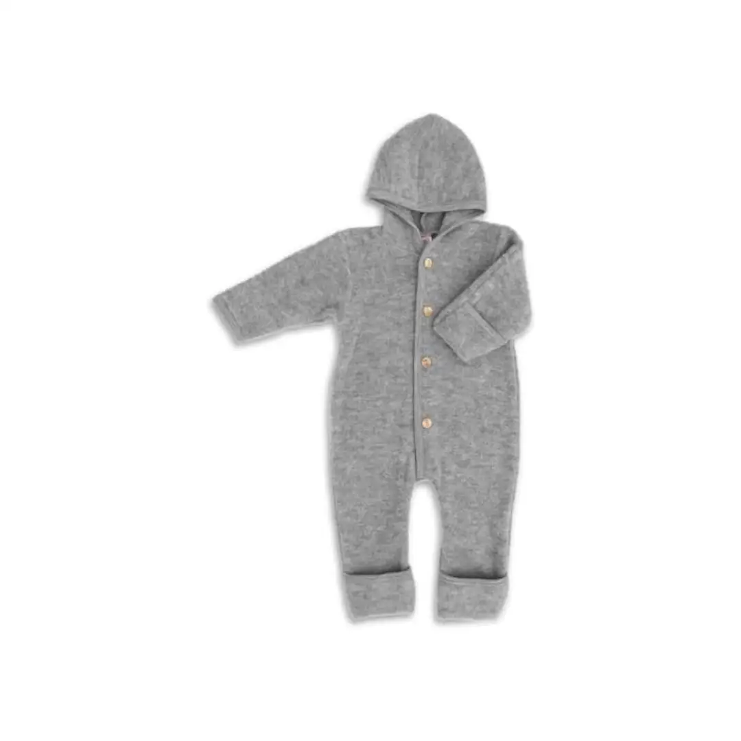 ENGEL NATUR combi pilote gray heather baby snowsuit with hood by Citron Grenadine.