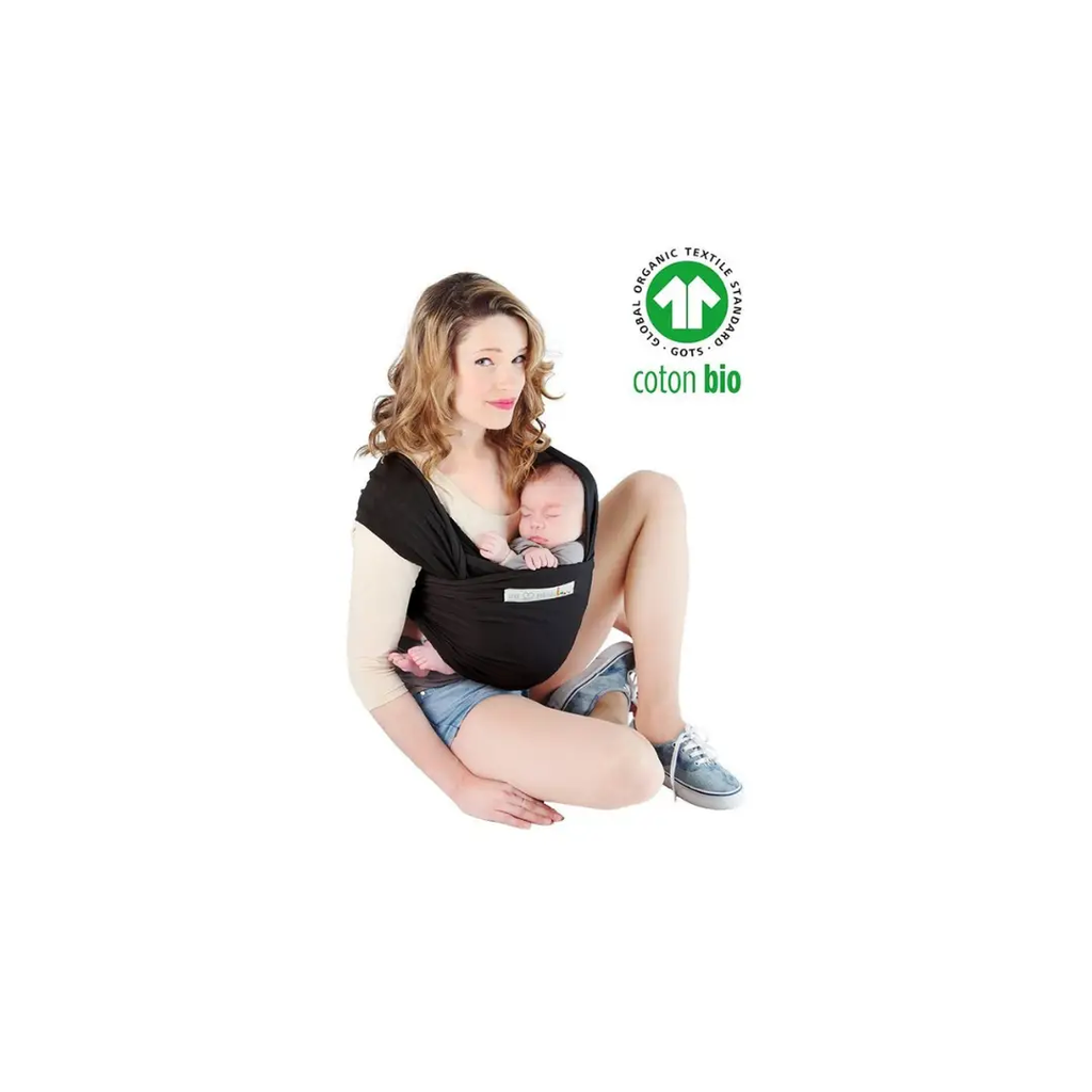 Love Radius Echarpe BASIC Noir wrap in black organic cotton, baby carrier by Citron Grenadine.