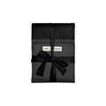 Love Radius JPMBB scarf, black, folded with a black ribbon and visible logo tag.