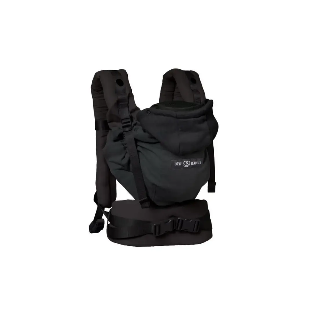 Love Radius porte-bébé HoodieCarrier 2 noir, black hooded baby carrier with waist belt