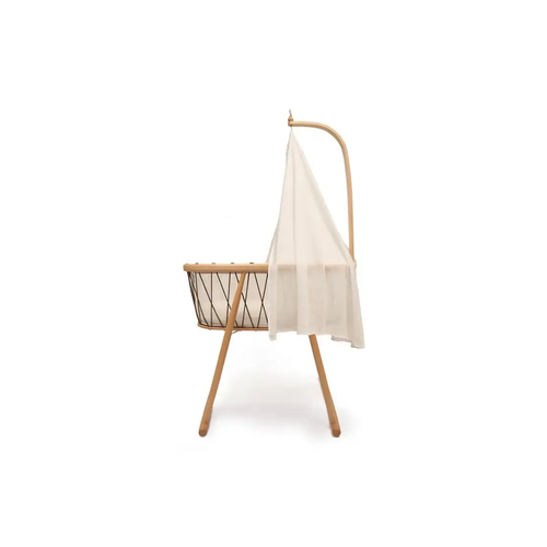 Charlie Crane Kumi baby cradle with white canopy and wooden frame