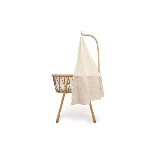 Charlie Crane ciel de lit kumi/pia bassinet canopy in natural wood with cream speckled fabric, Citron Grenadine.