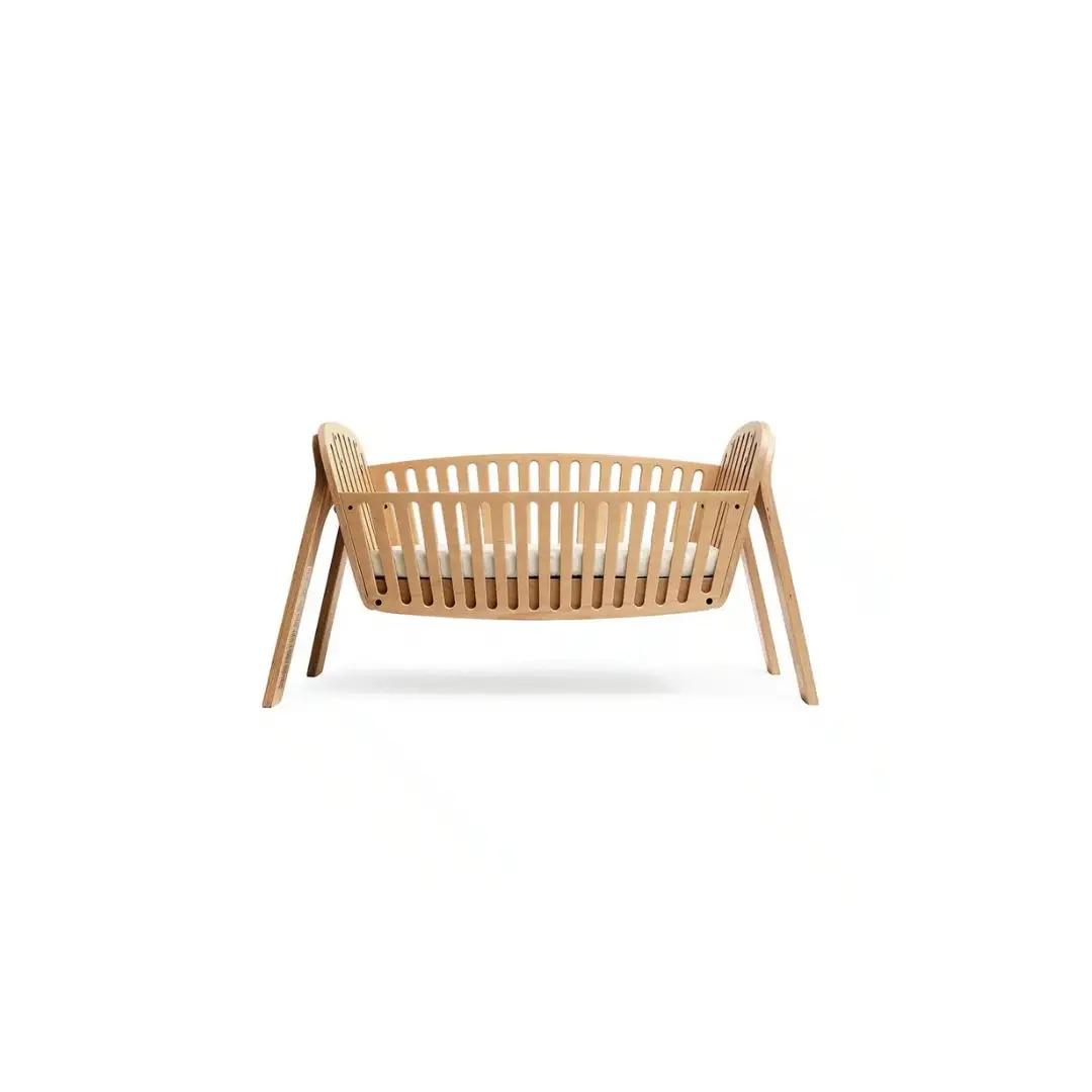 Charlie Crane cododo kodo wooden baby bassinet with slatted sides, natural finish by Citron Grenadine