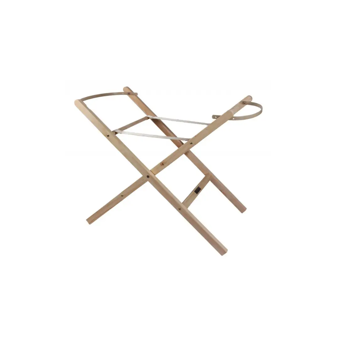 BabyShower folding wooden couffin stand, Citron Grenadine, natural wood with white strap