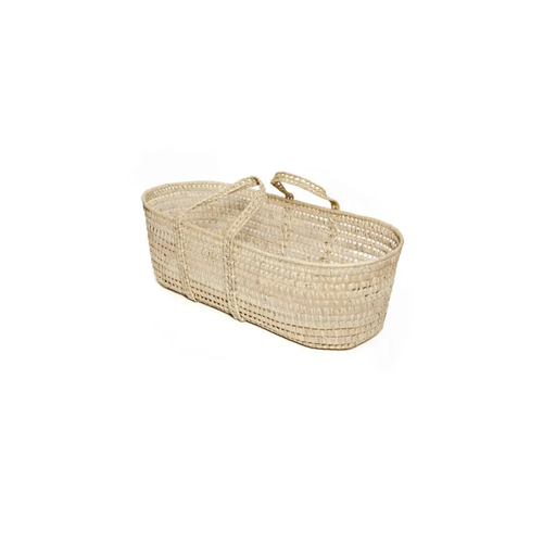 Babyshower couffin wicker basket by Citron Grenadine with two handles, natural beige