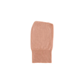 Hooded balaclava eddy in rose pink, knitted with ribbed cuff