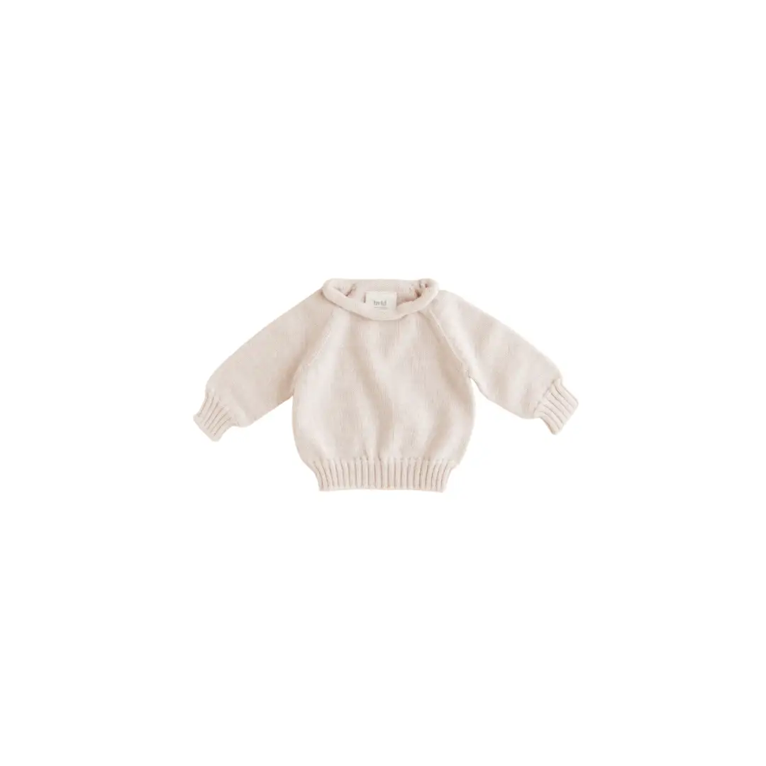 HVID cream georgette sweater by Citron Grenadine with ribbed cuffs