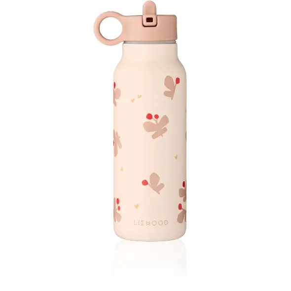 LIEWOOD gourde 350ml pink water bottle with butterfly apple blossom pattern and pink cap