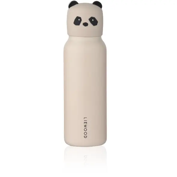 LIEWOOD panda water bottle, beige 350ml with panda-cap lid