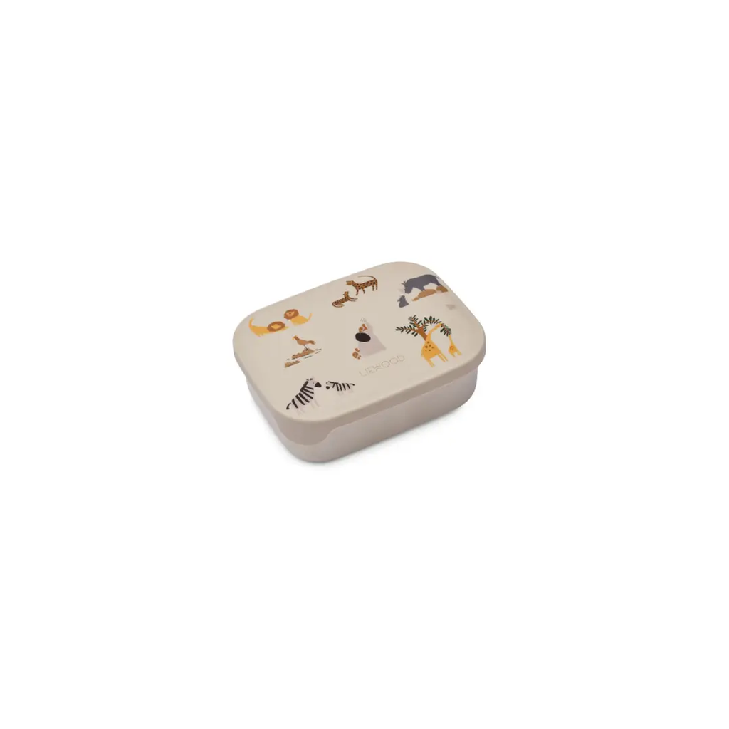 LIEWOOD Arthur lunchbox, sandy beige with colorful animal prints