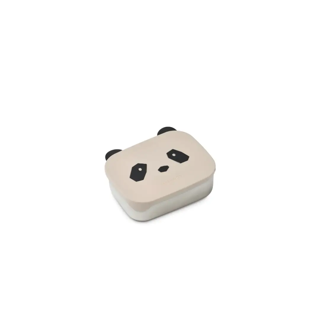 LIEWOOD panda lunchbox Arthur; beige lid with black panda face and ears.