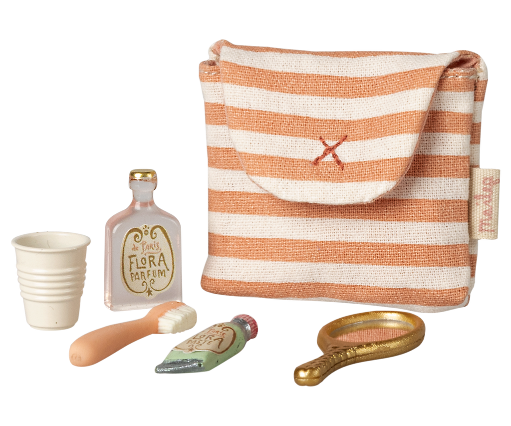 MAILEG Trousse de toilettes, Souris - Rayé corail