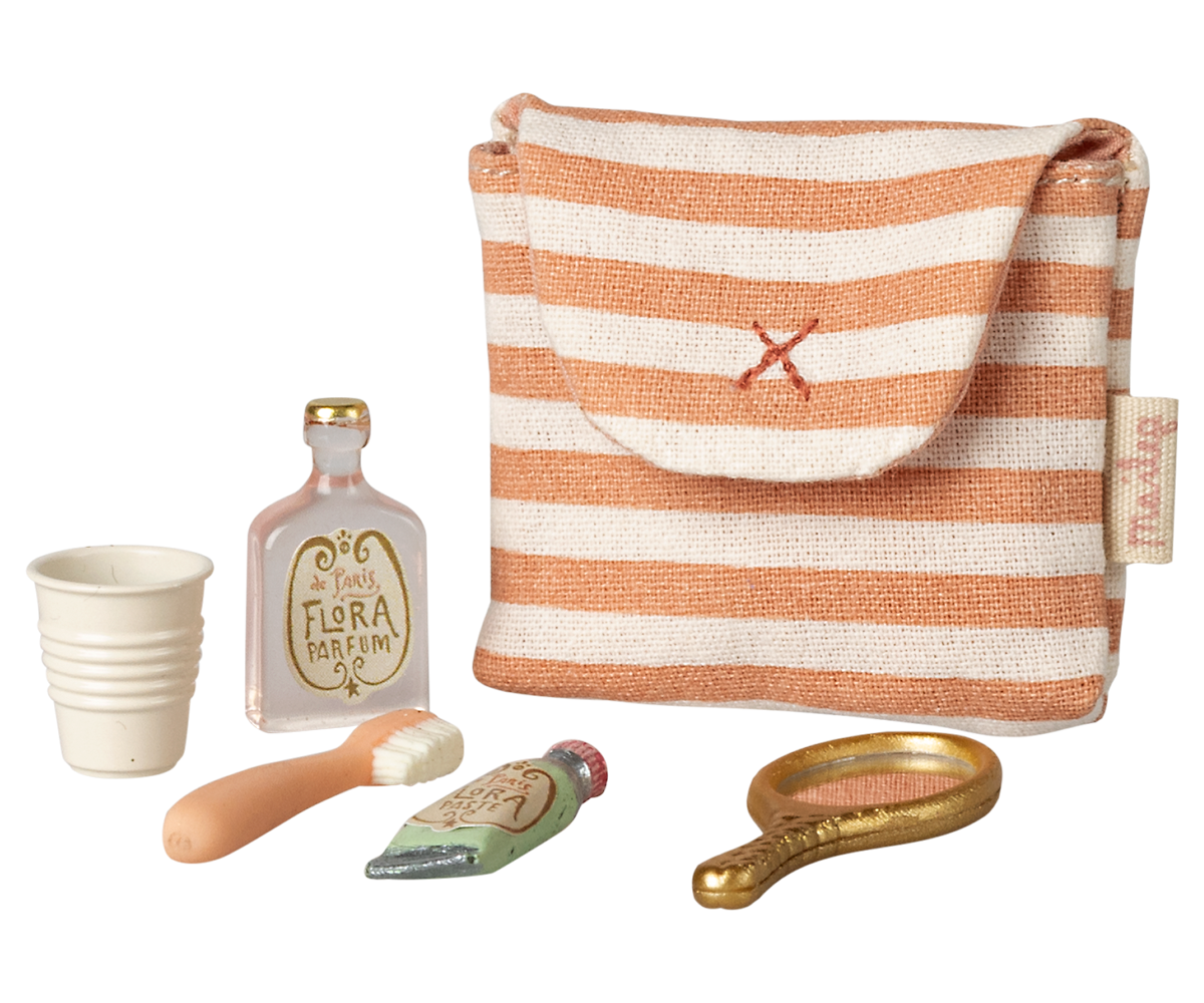 MAILEG Trousse de toilettes, Souris - Rayé corail