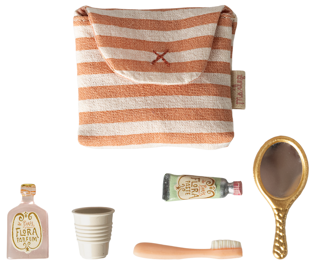 MAILEG Trousse de toilettes, Souris - Rayé corail
