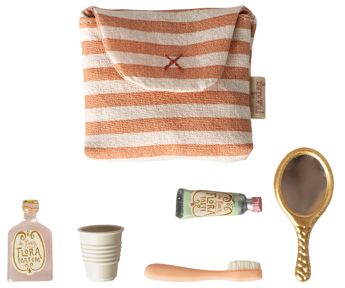 MAILEG Trousse de toilettes, Souris - Rayé corail