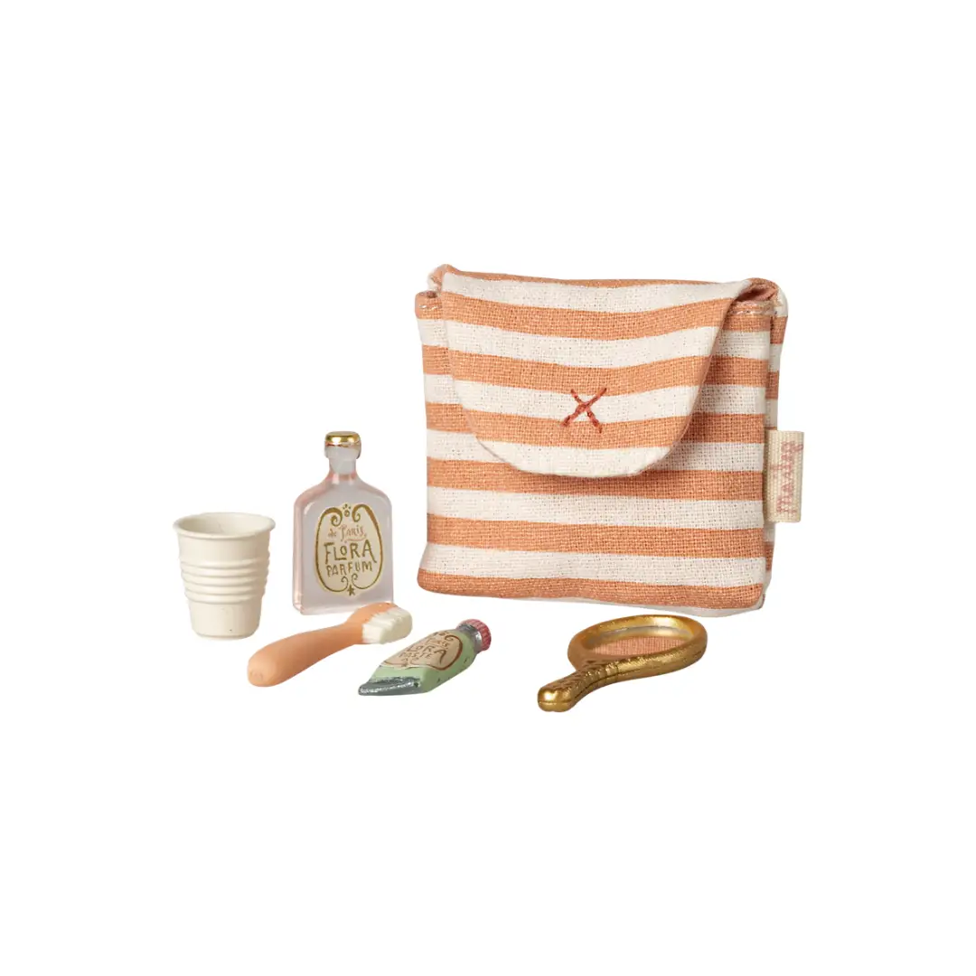 MAILEG Trousse de toilettes, Souris - Rayé corail