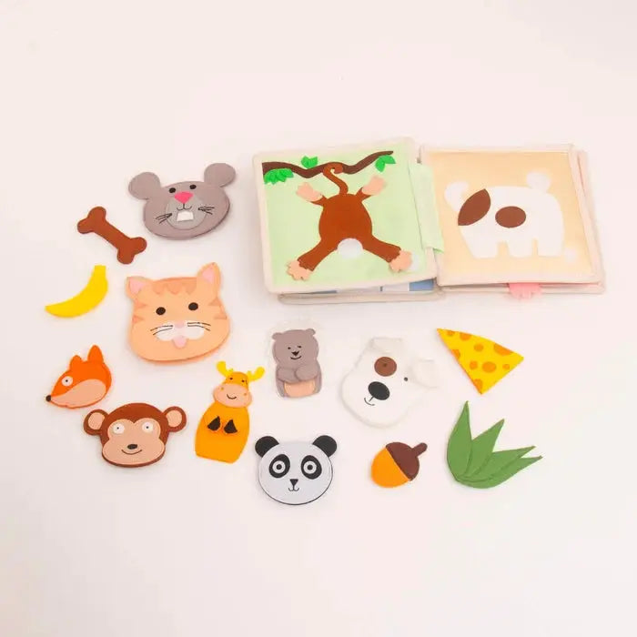 JOLLY DESIGNS livre d'éveil animal friends en feutrine colorée, jouet bébé 12m+, Citron Grenadine