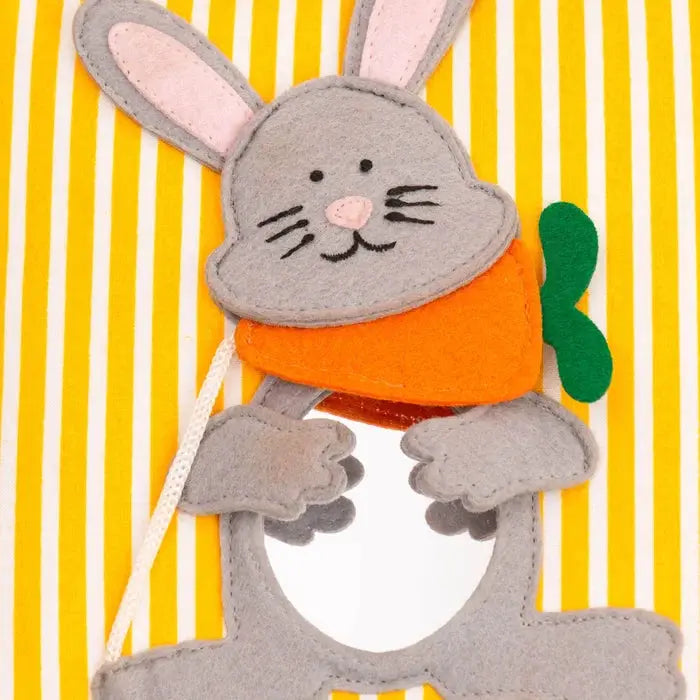 JOLLY DESIGNS livre d'éveil funny bunny: lapin gris en feutrine avec écharpe orange